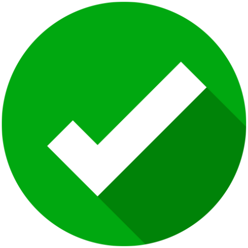 Green circle with white checkmark in the middle